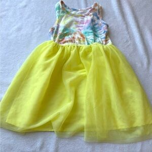 Cat & Jack Multicolor Tie-Dye Dress with Yellow Tulle Tutu